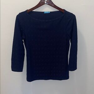 Women’s Navy Long-Sleeve Textured Tee